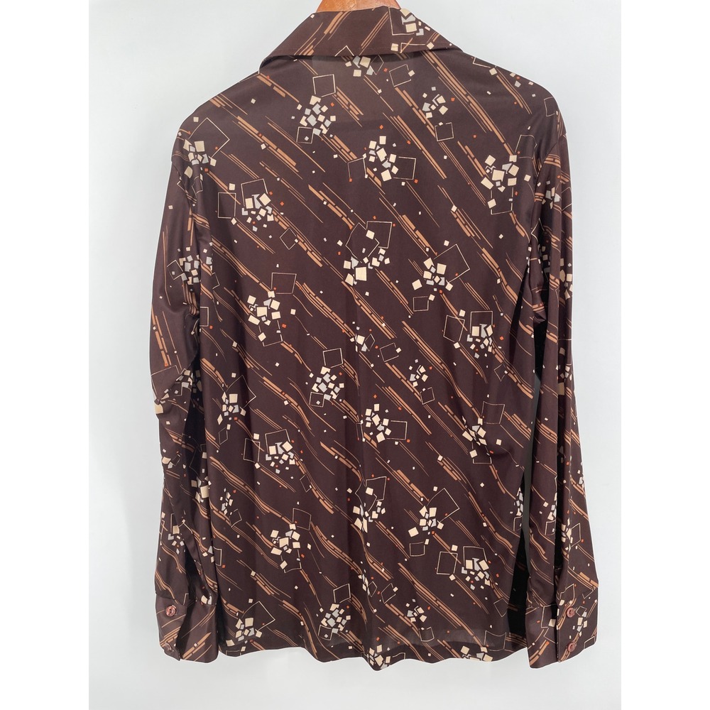 Vintage Kingsmen California Button Up Shirt Mens Large Brown Vintage 70s Disco View 2